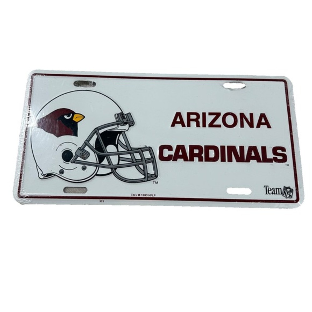Vintage Arizona Cardinals License Plate Tag Cover Aluminum 90s NFL Football